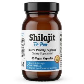 Shilajit For Him | 6000mg High Potency with 80% Fulvic Acid, 85+ Trace Minerals | Himalayan Source | Men’s Wellness with Organic Ashwagandha, Gokshura & Safed Musli | Made in UK | 60 Vegan Capsules | 1 Month Supply | Energy, Strength & Stamina Support
