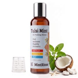 Tulsi Mint Oil Pulling Blend — Ayurvedic Oral Wellness Ritual with Holy Basil, Coconut & Sesame Oil | Peppermint & Spearmint | Alcohol Free, Fluoride Free | Crafted in London | 200ml/6.7 fl oz
